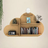 Cloud Shape Backlit Designer Wooden Wall Shelf / Book Shelf / Night Light, Light Oak Finish - Decor Smart