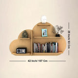 Cloud Shape Backlit Designer Wooden Wall Shelf / Book Shelf / Night Light, Light Oak Finish - Decor Smart