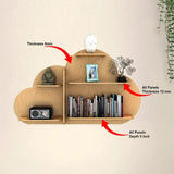 Cloud Shape Backlit Designer Wooden Wall Shelf / Book Shelf / Night Light, Light Oak Finish - Decor Smart
