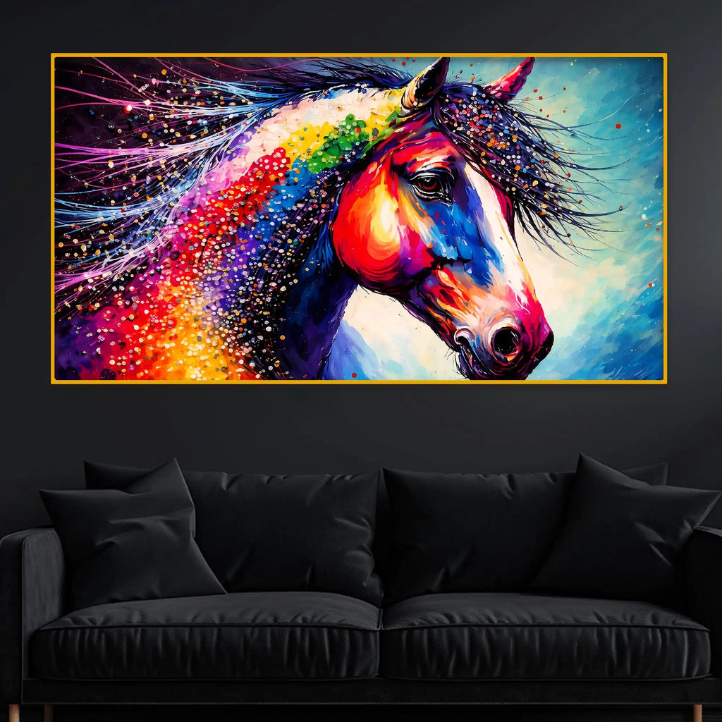 Color Splash Horse Crystal Glass Painting for Premium Décor