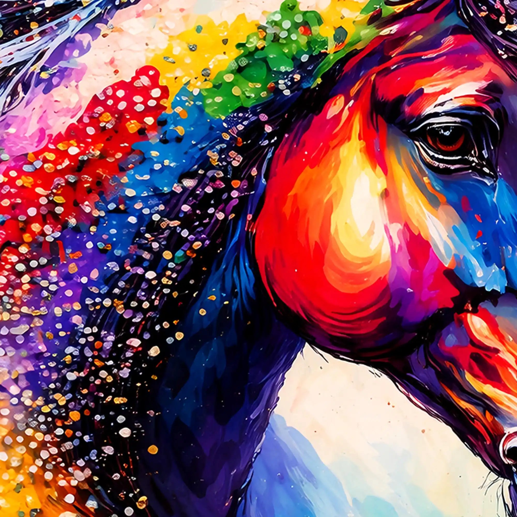 Color Splash Horse Crystal Glass Painting for Premium Décor