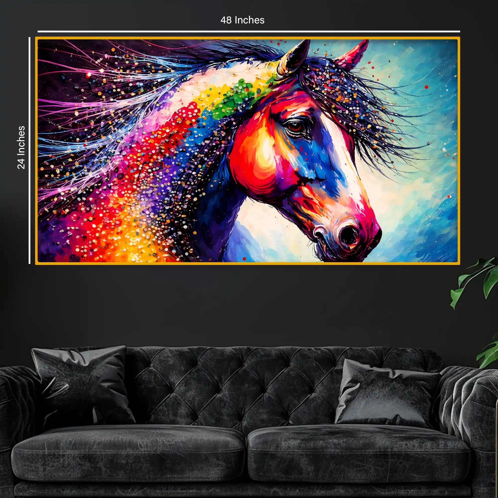 Color Splash Horse Crystal Glass Painting for Premium Décor