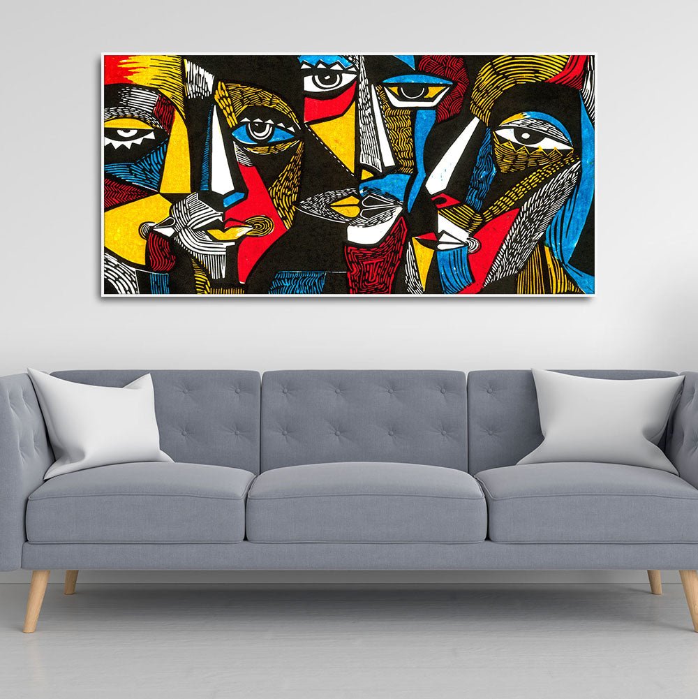 Colorful Abstract Faces Premium Canvas Wall Painting - Decor Smart