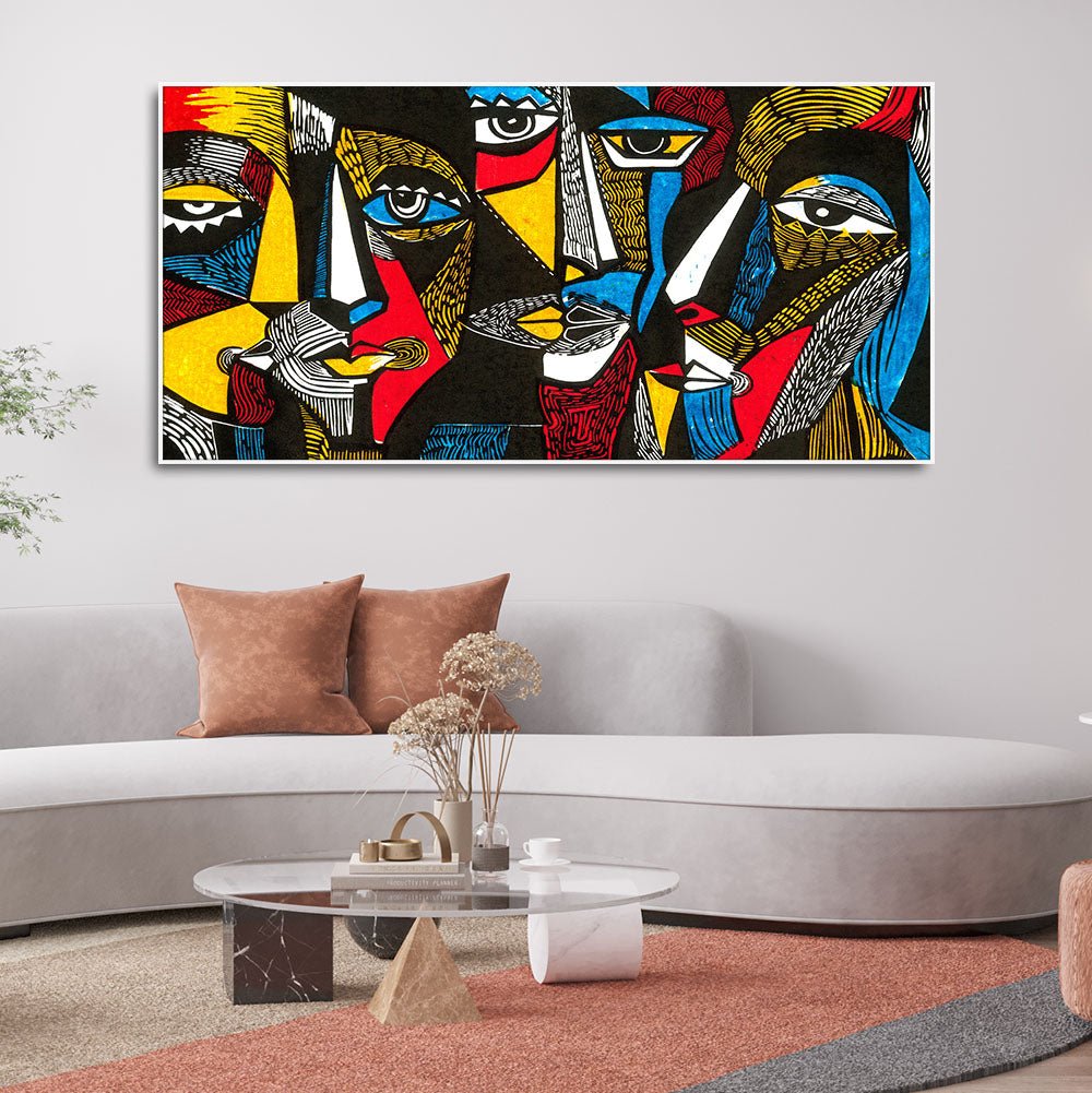Colorful Abstract Faces Premium Canvas Wall Painting - Decor Smart