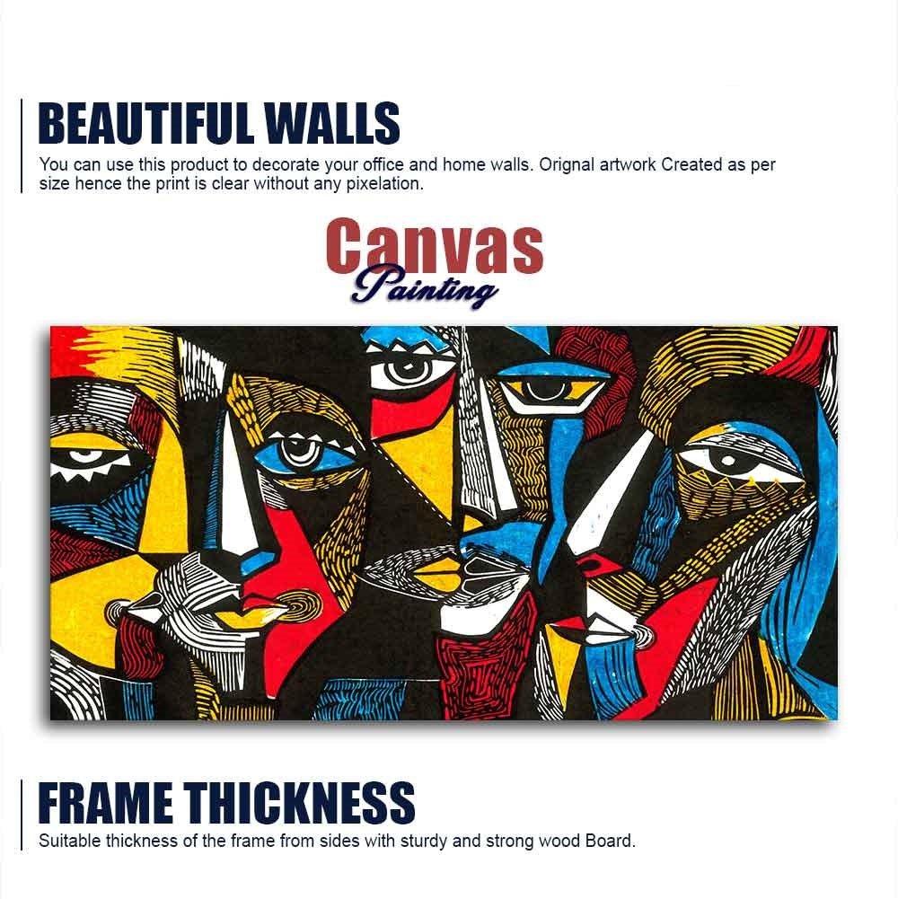 Colorful Abstract Faces Premium Canvas Wall Painting - Decor Smart