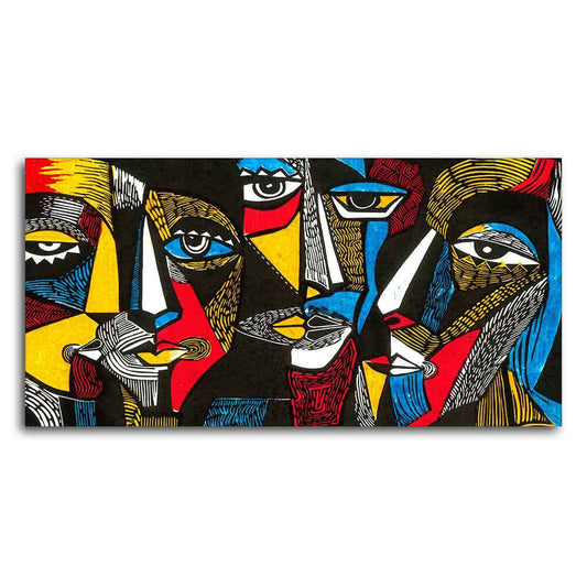 Colorful Abstract Faces Premium Canvas Wall Painting - Decor Smart