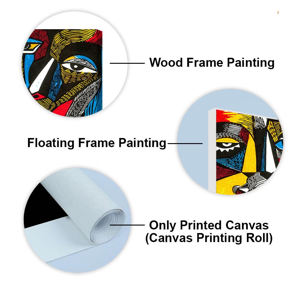Colorful Abstract Faces Premium Canvas Wall Painting - Decor Smart