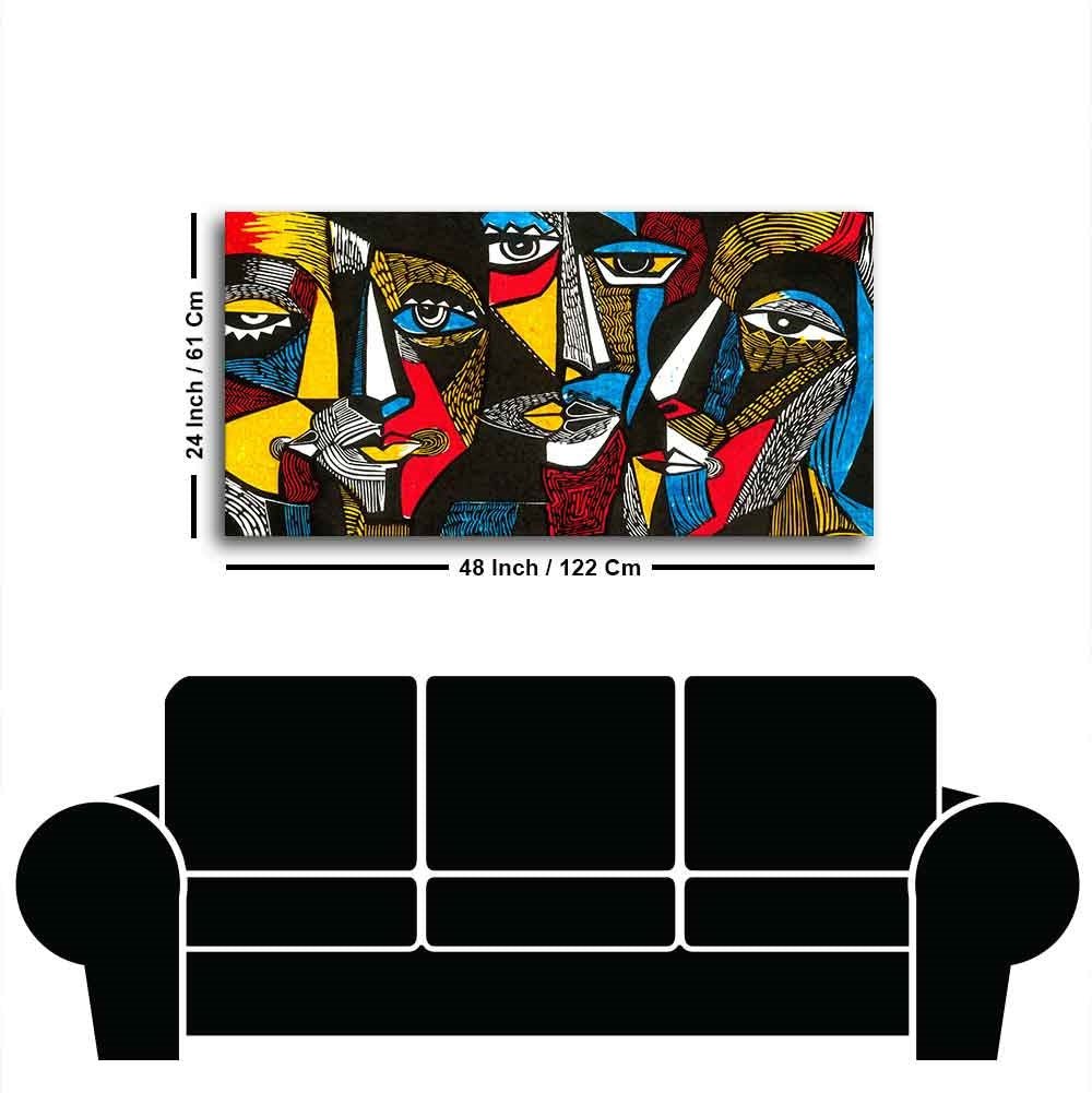 Colorful Abstract Faces Premium Canvas Wall Painting - Decor Smart