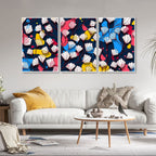Colorful Abstract Flower Pattern Floating Canvas Wall Painting Set of Three