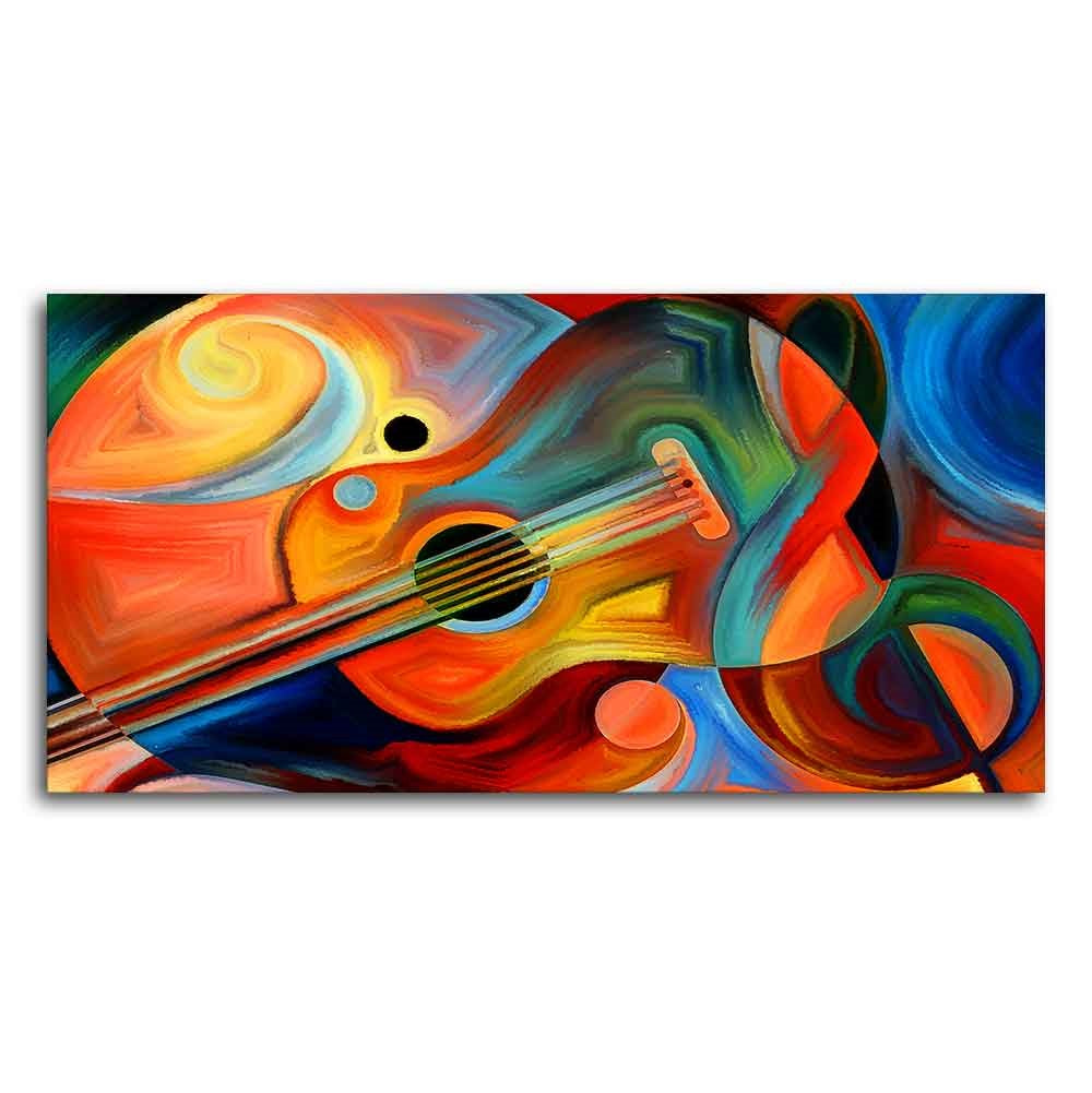 Colorful Abstract Guitar Premium Canvas Wall Painting