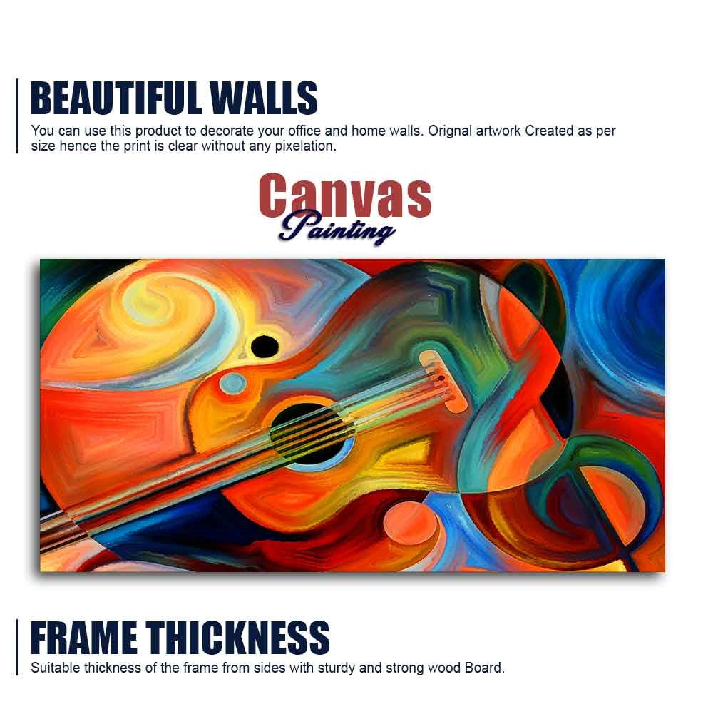 Colorful Abstract Guitar Premium Canvas Wall Painting