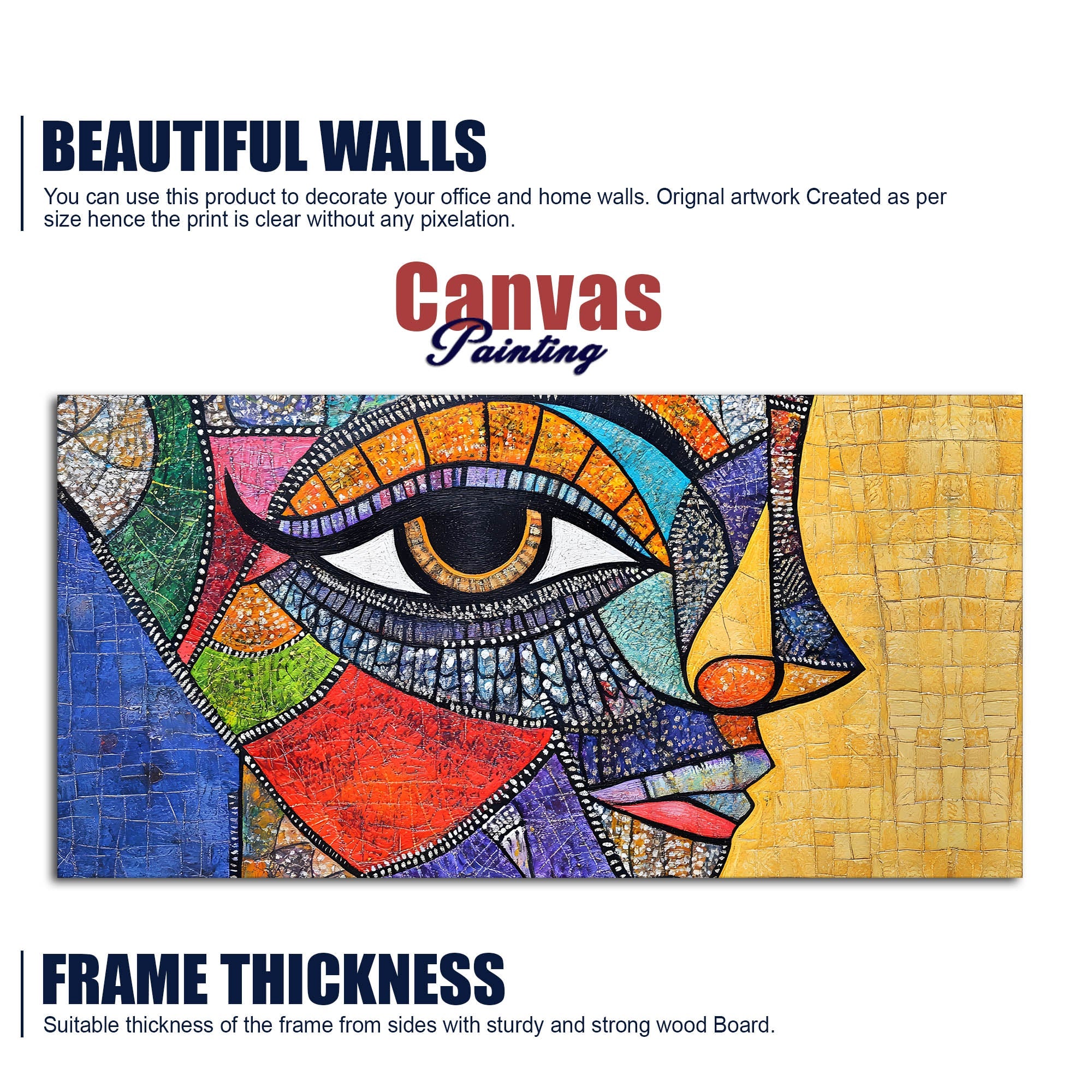 Colorful and Detailed Textured Face Art Canvas Wall Painting
