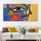 Colorful and Detailed Textured Face Art Canvas Wall Painting