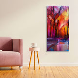 Colorful Autumn Trees Abstract Forest with Lake Canvas Wall Painting - Decor Smart