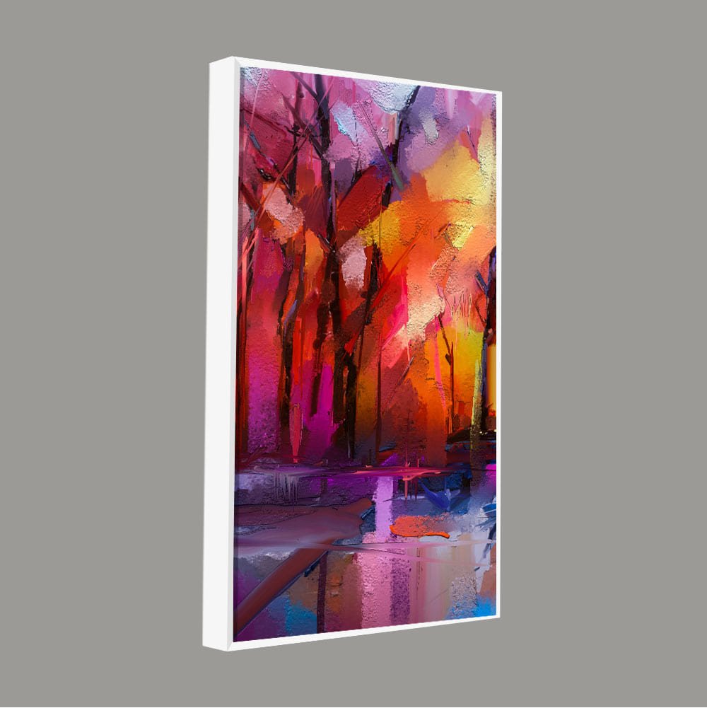 Colorful Autumn Trees Abstract Forest with Lake Canvas Wall Painting - Decor Smart