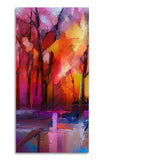 Colorful Autumn Trees Abstract Forest with Lake Canvas Wall Painting - Decor Smart