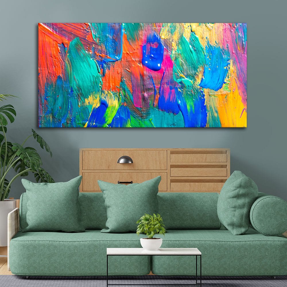 Colorful Brush Strokes Abstract Art Canvas Wall Painting - Decor Smart