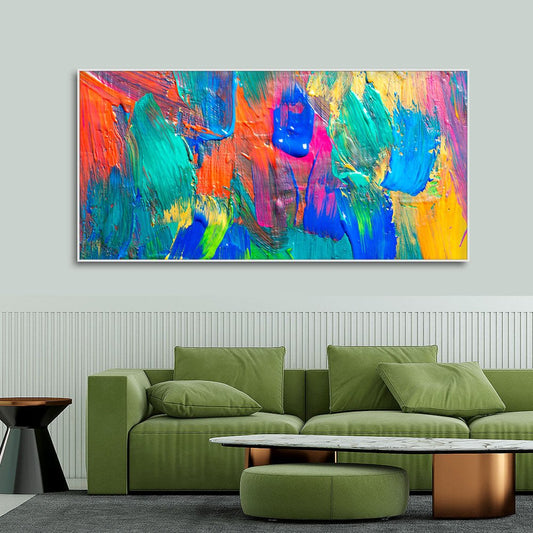 Colorful Brush Strokes Abstract Art Canvas Wall Painting - Decor Smart