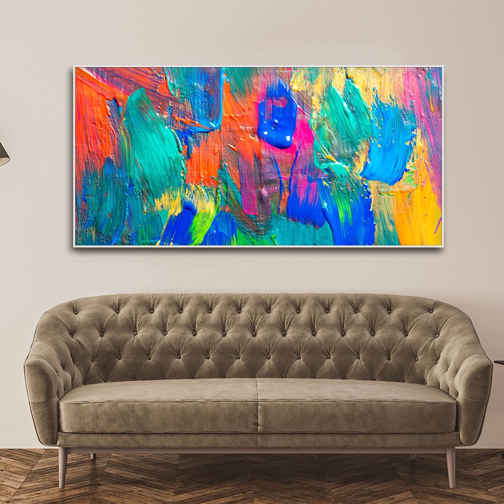 Colorful Brush Strokes Abstract Art Canvas Wall Painting - Decor Smart