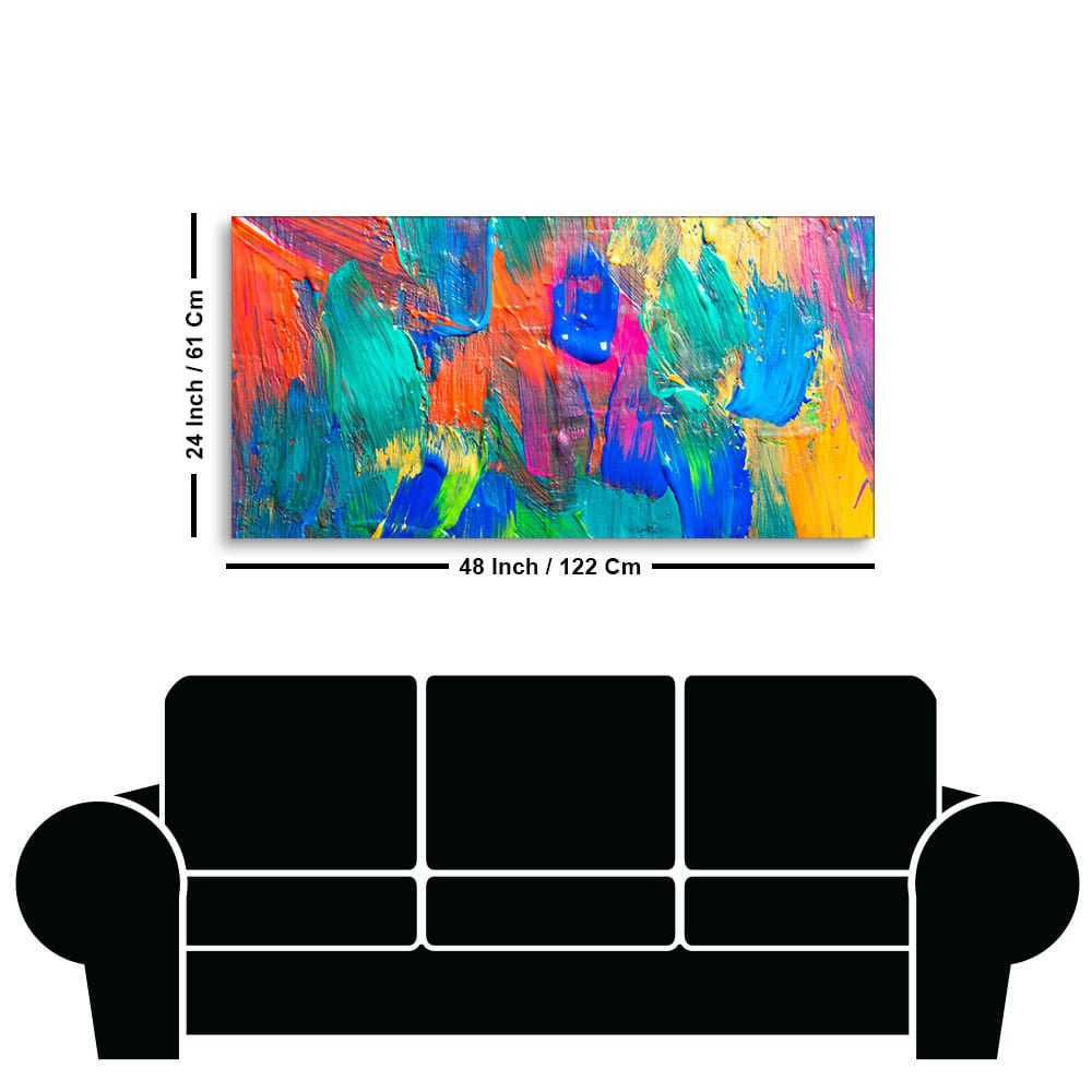 Colorful Brush Strokes Abstract Art Canvas Wall Painting - Decor Smart