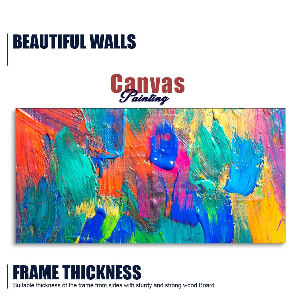 Colorful Brush Strokes Abstract Art Canvas Wall Painting - Decor Smart