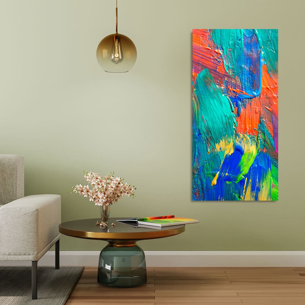Colorful Brush Strokes Abstract Art Premium Canvas Wall Painting - Decor Smart
