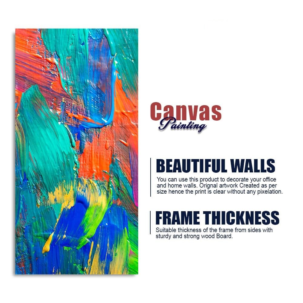 Colorful Brush Strokes Abstract Art Premium Canvas Wall Painting - Decor Smart