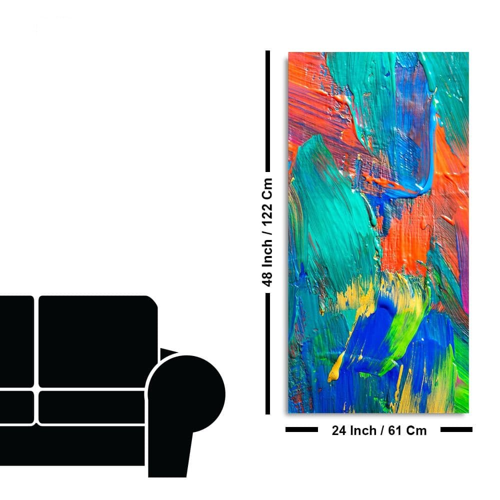 Colorful Brush Strokes Abstract Art Premium Canvas Wall Painting - Decor Smart