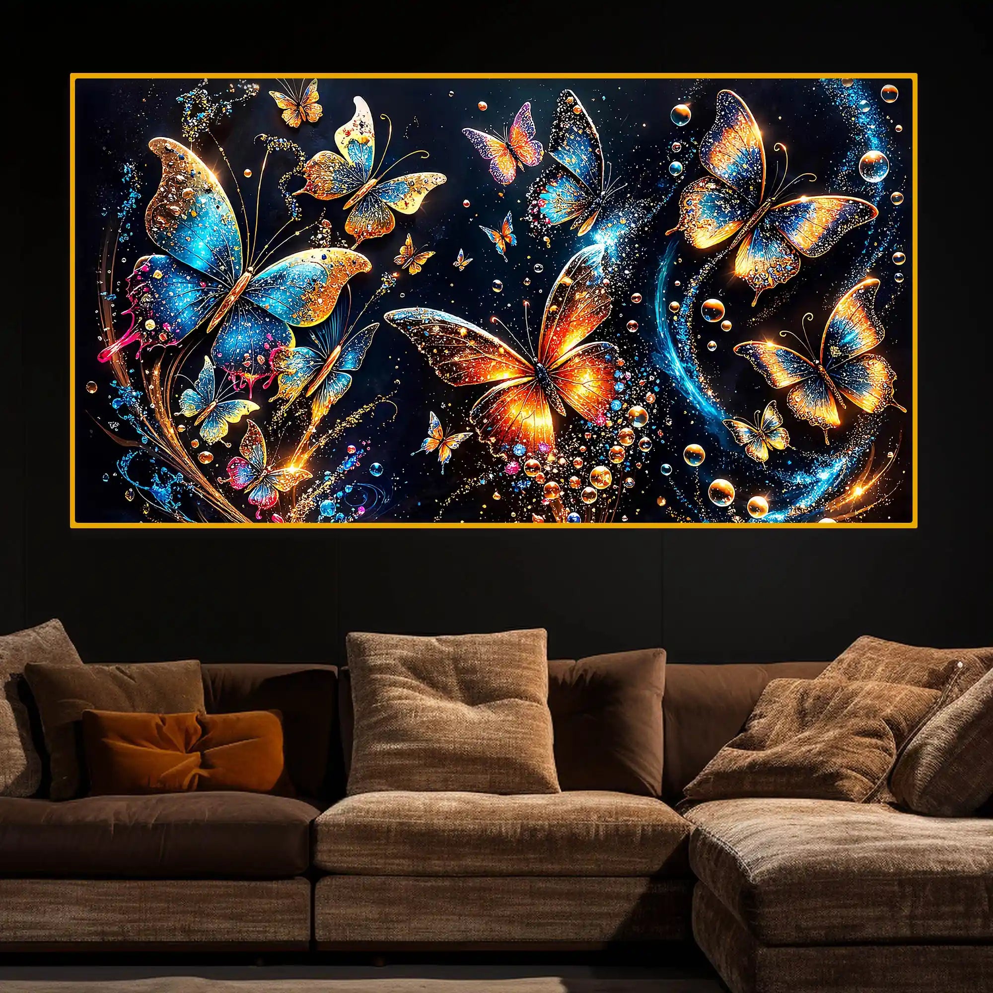 Colorful Butterfly Crystal Glass Wall Painting for Home Decoration