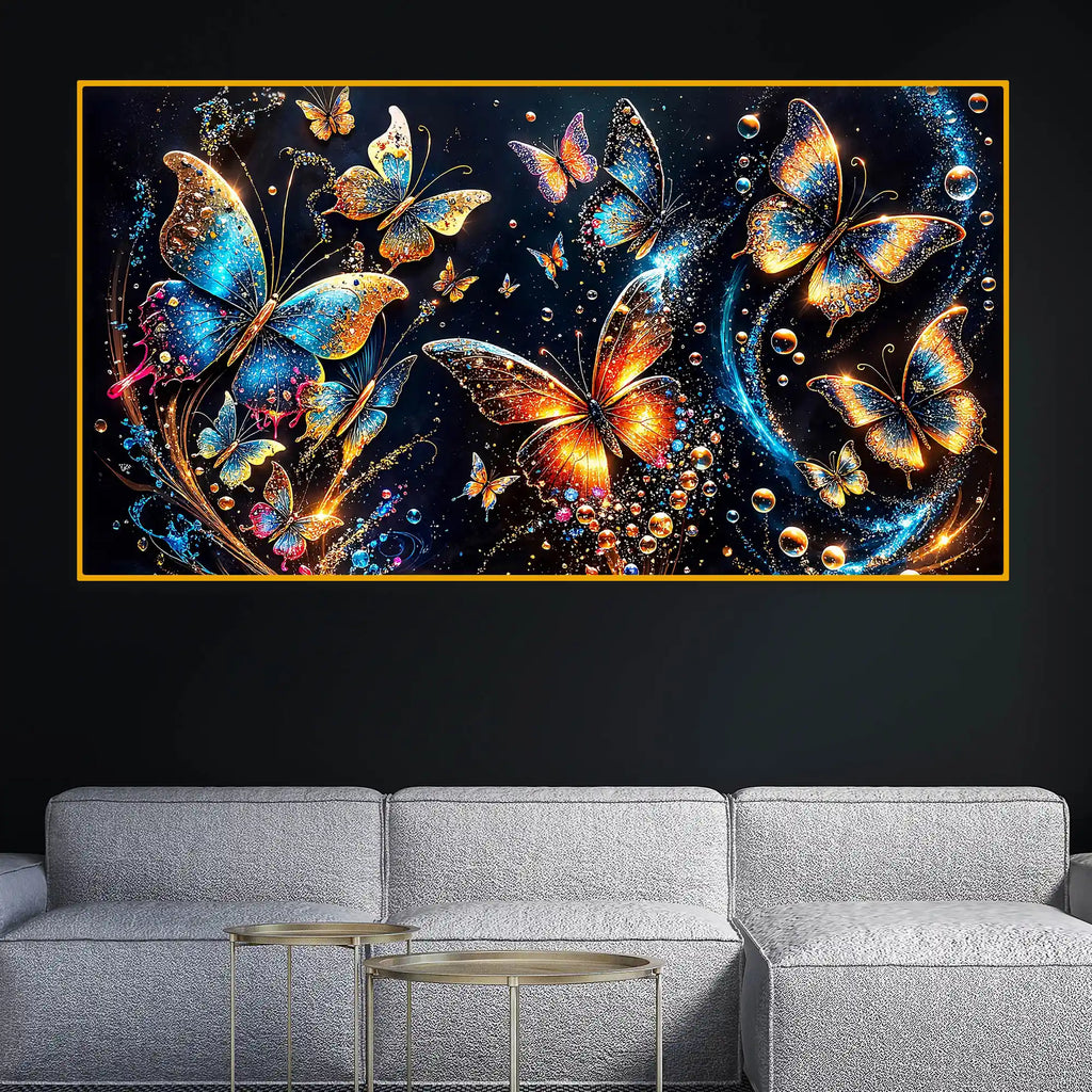 Colorful Butterfly Crystal Glass Wall Painting for Home Decoration