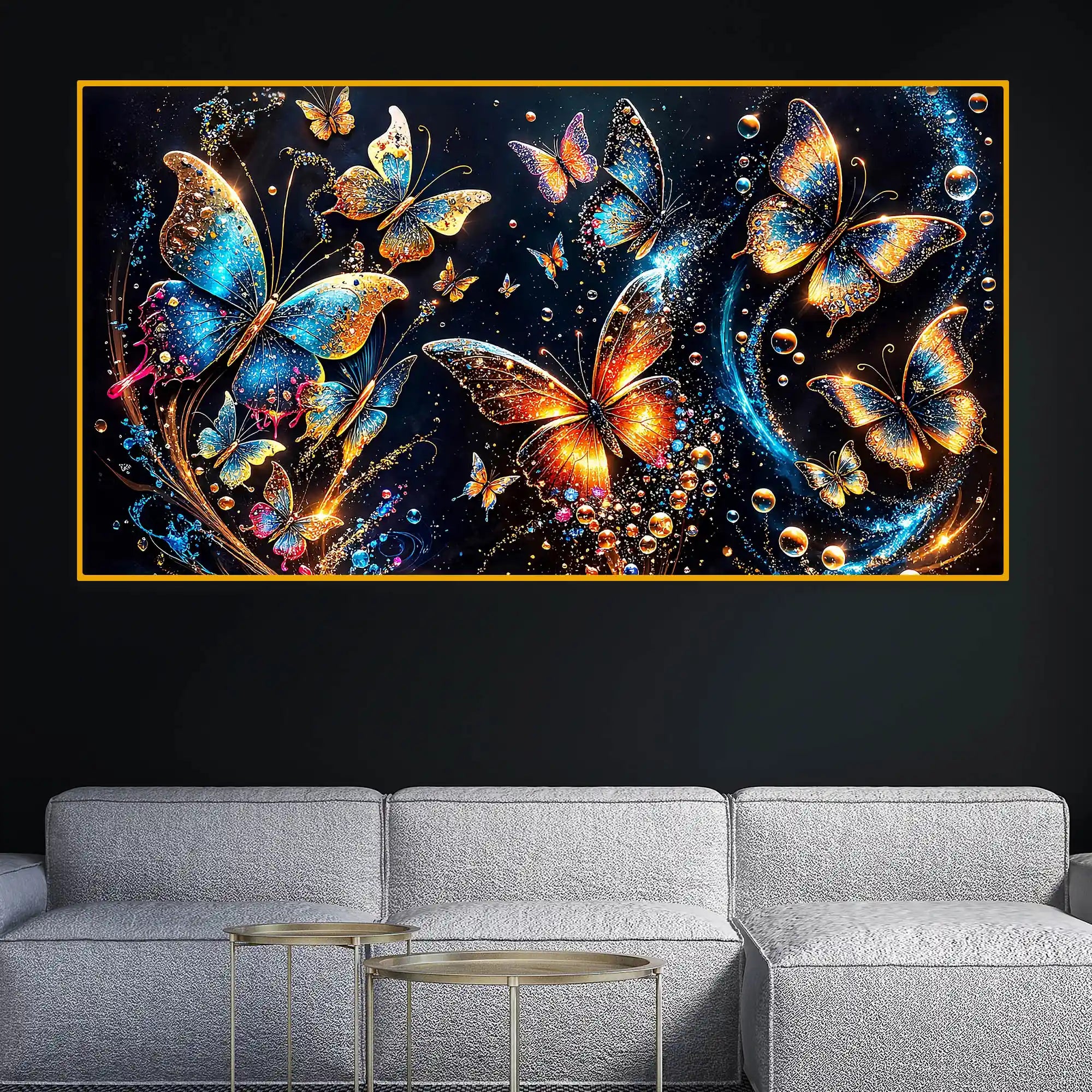 Colorful Butterfly Crystal Glass Wall Painting for Home Decoration