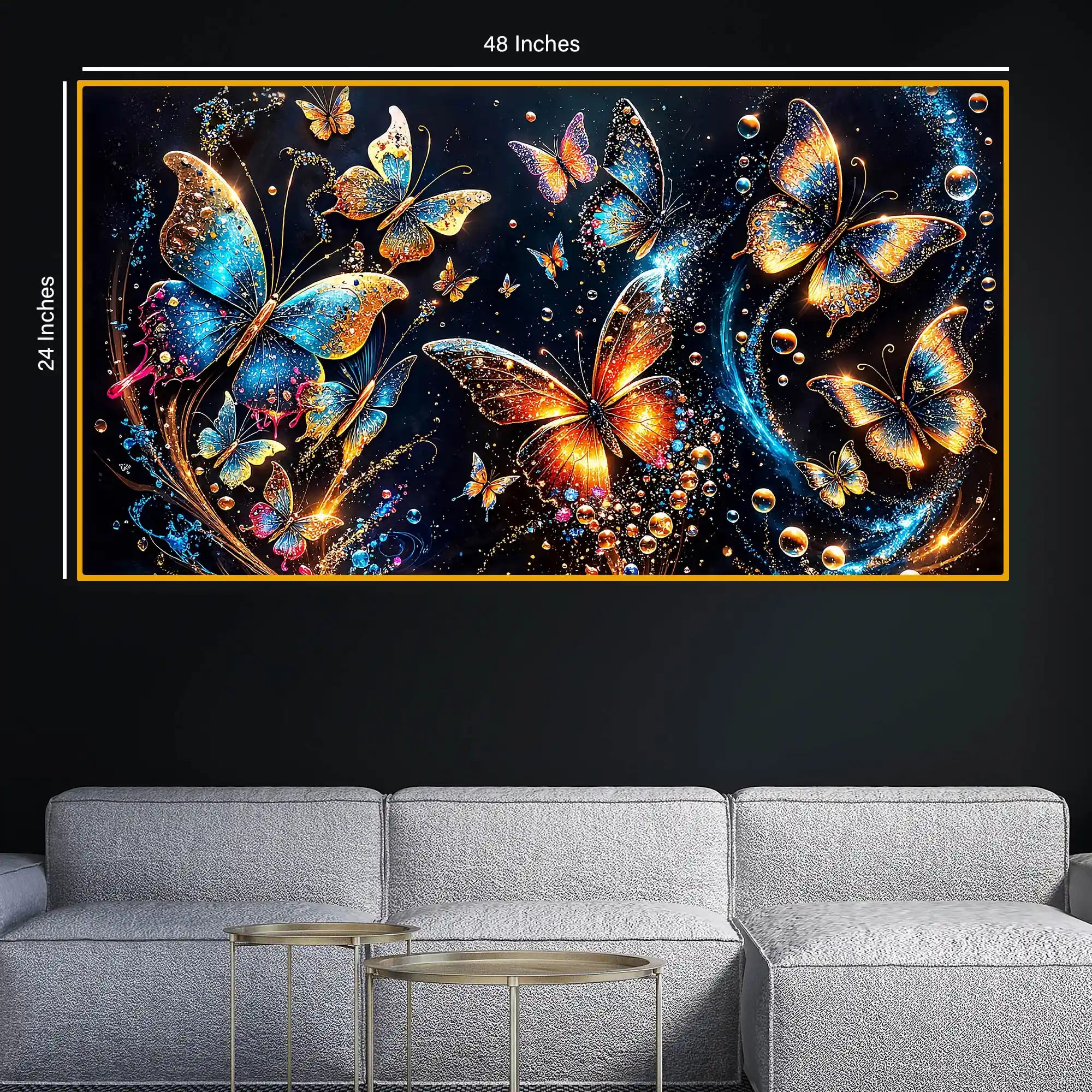 Colorful Butterfly Crystal Glass Wall Painting for Home Decoration