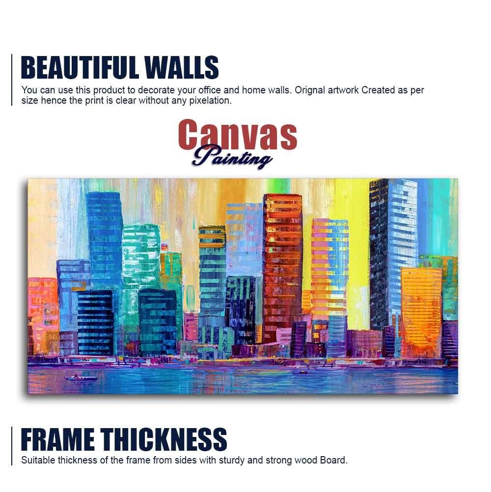 Colorful City Skyline Premium Wall Painting - Decor Smart