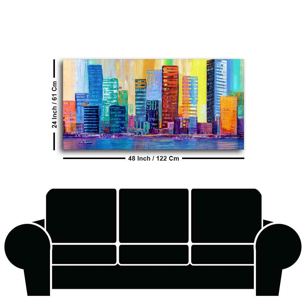 Colorful City Skyline Premium Wall Painting - Decor Smart