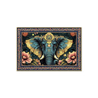 Colorful Elephant Forest Floral Border Canvas Wall Painting