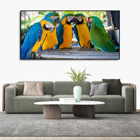 Colorful Mascaw Parrots Canvas Wall Painting - Decor Smart