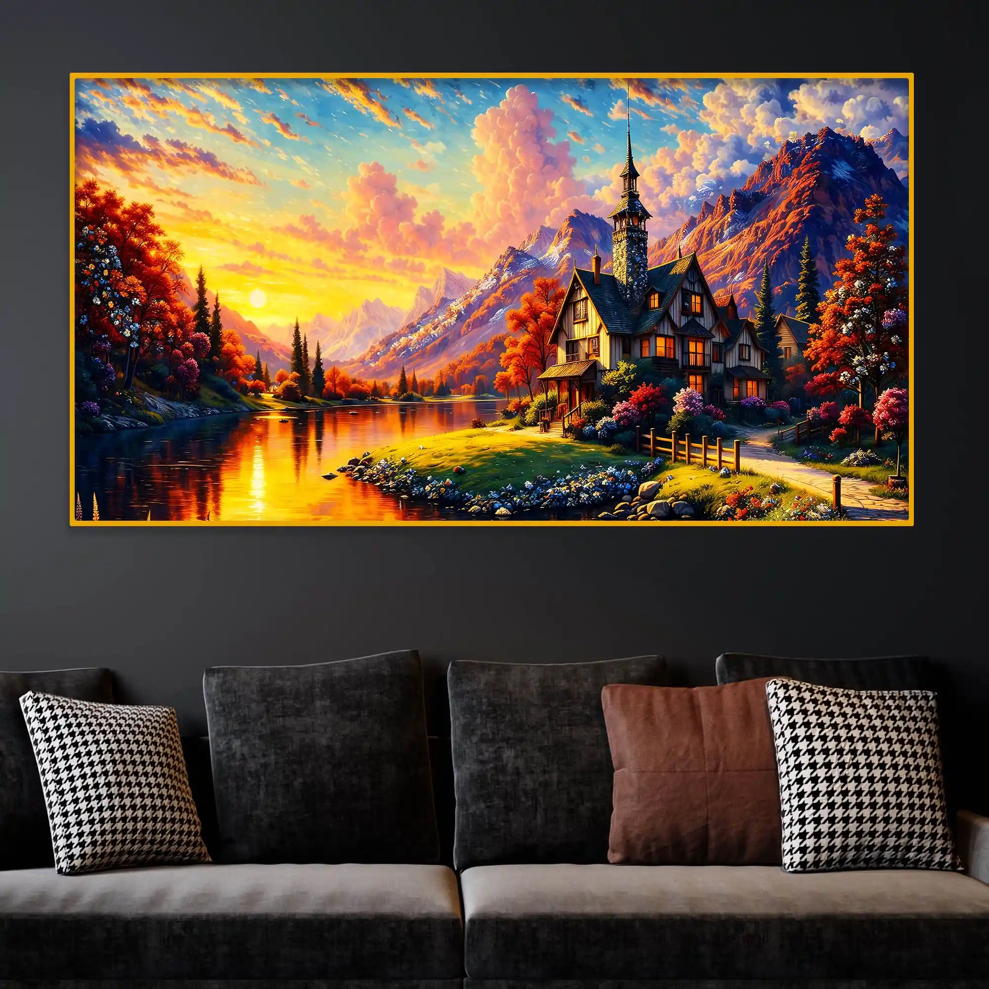 Colorful Nature Scenery Crystal Glass Painting