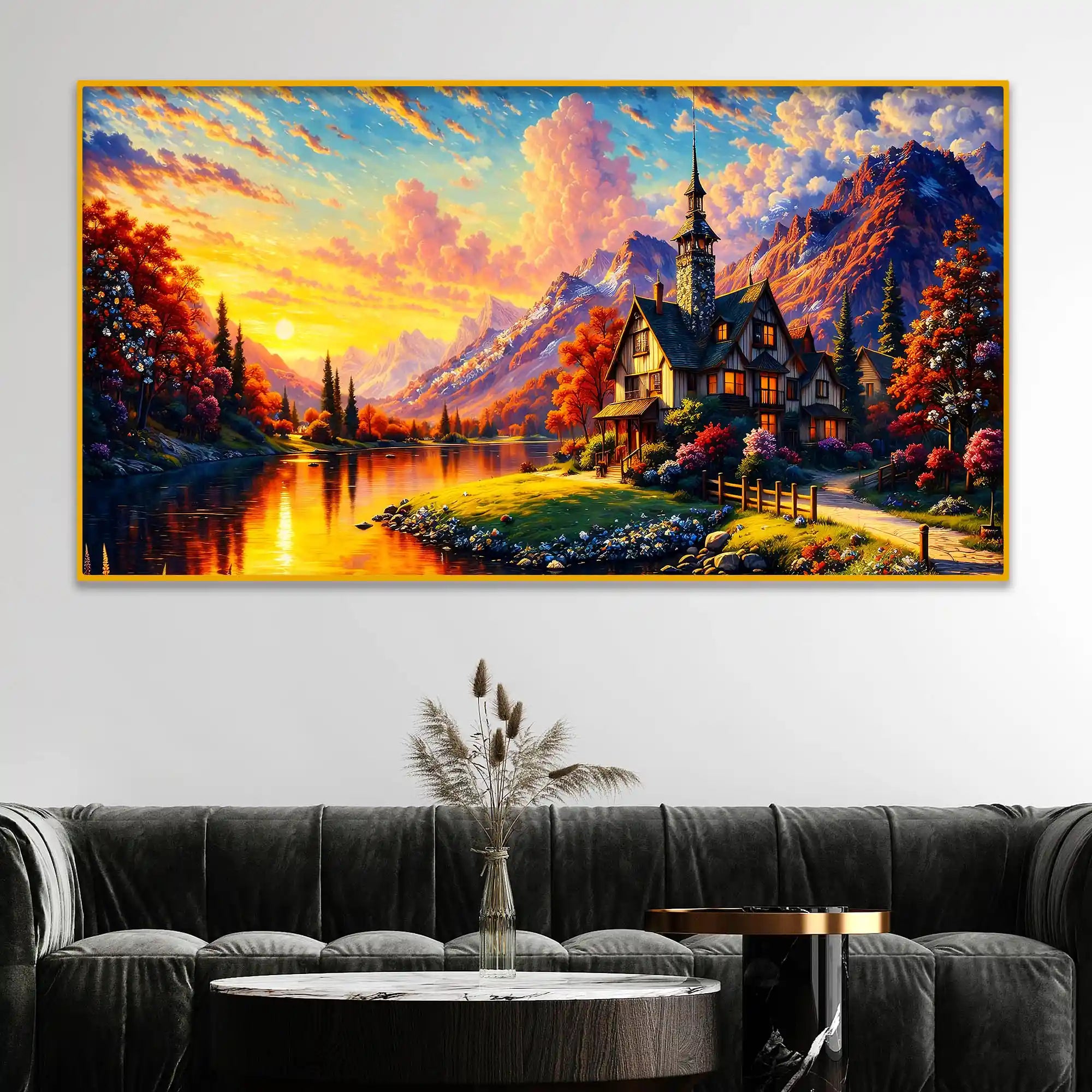Colorful Nature Scenery Crystal Glass Painting