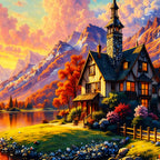 Colorful Nature Scenery Crystal Glass Painting