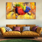Colorful Parrot Abstract Art Canvas wall Painting of Five Pieces