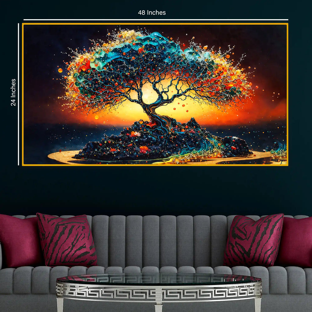Colorful Tree of Life Crystal Glass Wall Painting for Home Decoration