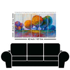 Colorful Trees Premium Canvas Wall Painting of Five Pieces