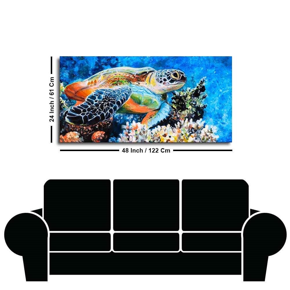 Colorful Turtle Canvas Wall Painting - Decor Smart