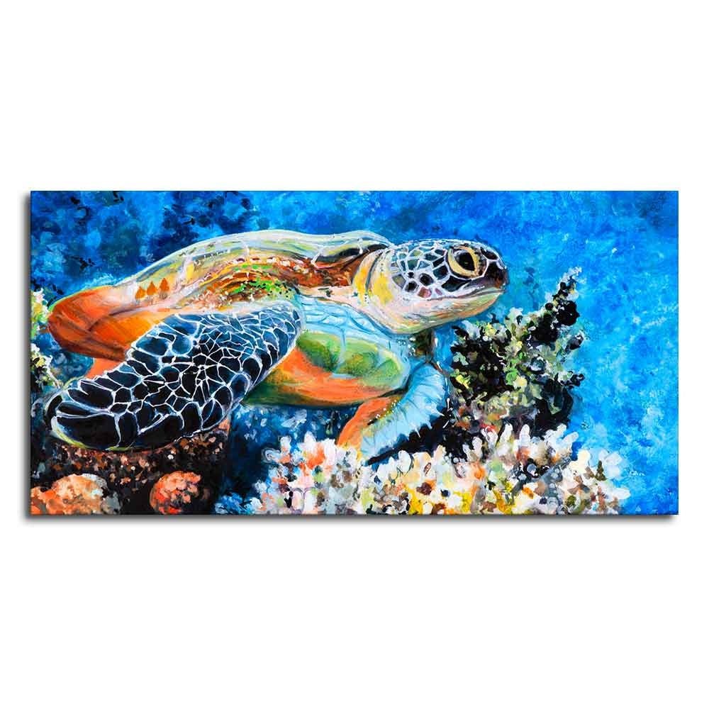 Colorful Turtle Canvas Wall Painting - Decor Smart