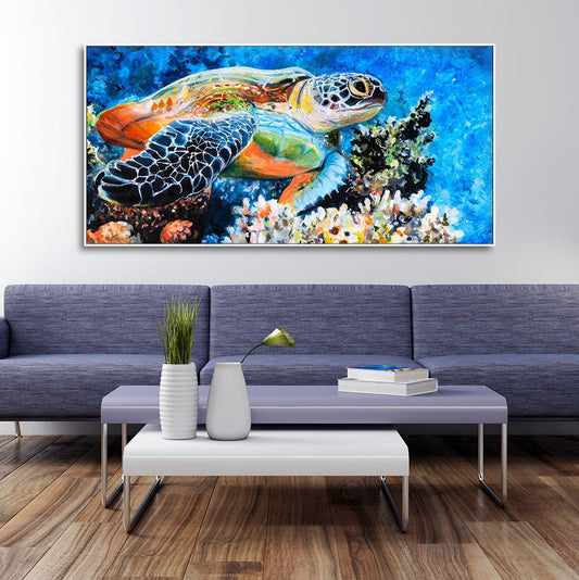 Colorful Turtle Canvas Wall Painting - Decor Smart