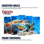 Colorful Turtle Canvas Wall Painting Set of Five