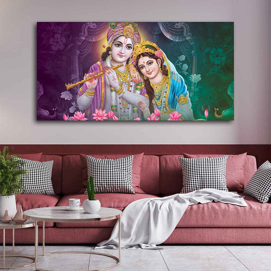 Colorful Wall Painting of Lord Radha Krishna - Decor Smart