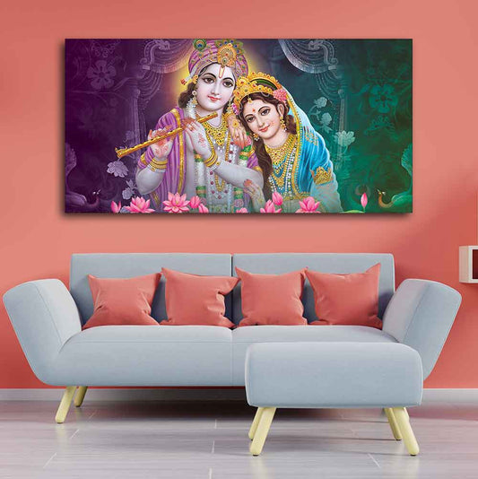 Colorful Wall Painting of Lord Radha Krishna - Decor Smart