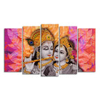 Colorful Wall Painting of Lord Radha Krishna Set of Five