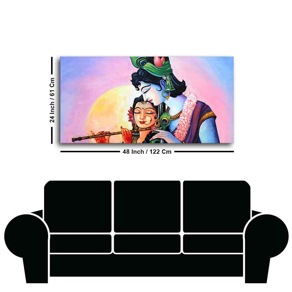 Colorful Wall Painting of Lord Radhe Krishna - Decor Smart